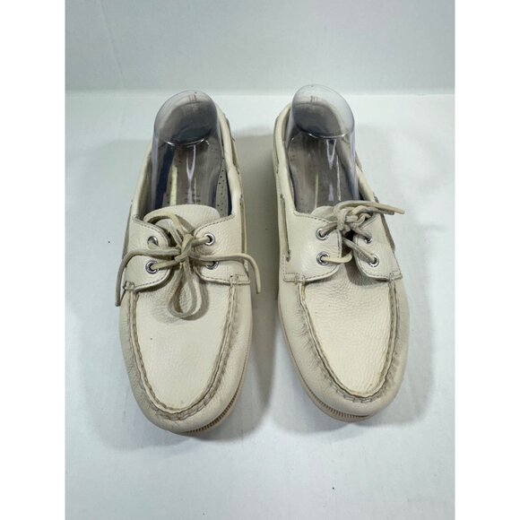 Sperry men's Shoes10M top sider beige leather boat shoes Authentic Original 2-ey - Picture 3 of 16